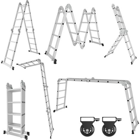 SWANEW Scala pieghevole snodata 4x4 gradini, trabattello multifunzione, distanziatore a muro, scaletta, 2 piastre pianale di lavoro (1/5)