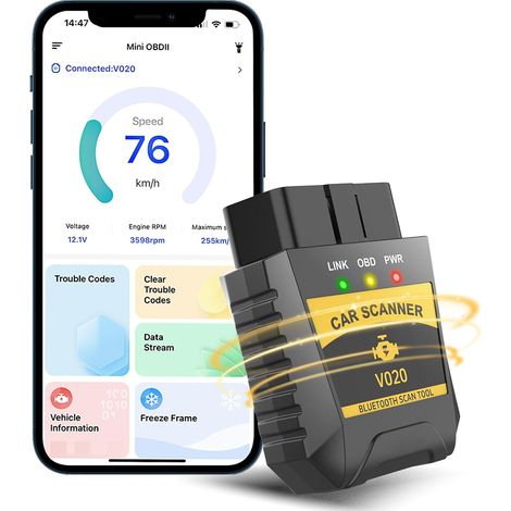 Diagnostic automobile OBD2, Bluetooth, appareil de diagnostic automobile professionnel, interface en espagnol, dépannage moteur, compatible avec les véhicules essence (1/4)