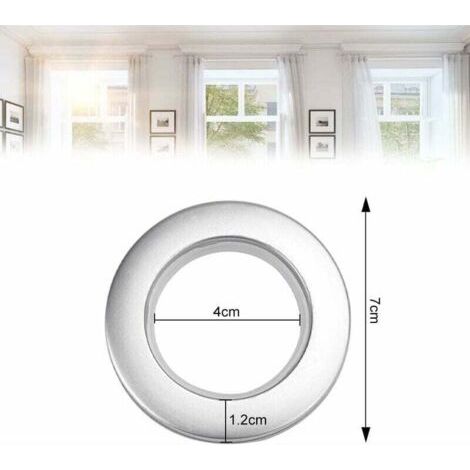 FOREHILL 50 morceaux Anneaux de rideau en plastique anneaux d'oeillet de rideau 40mm Anneaux en Plastique Anneaux pour Tringle à Rideaux Argent œillets plastique pour Rideau de Fenêtre Douche Vestiair (1/4)