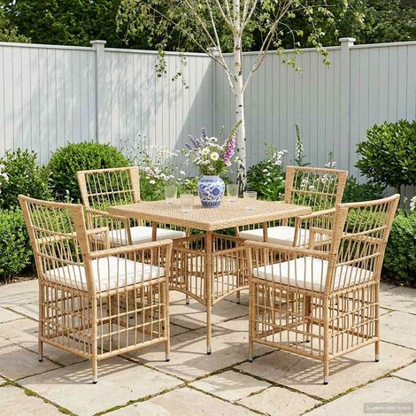 vidaXL Sillas de jardín 4 uds. Natural (1/5)