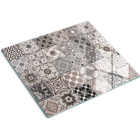 Planche de cuisine, couvre plaque, verre planche découper, verre trempé – 60 x 52 cm - Carreaux de céramique