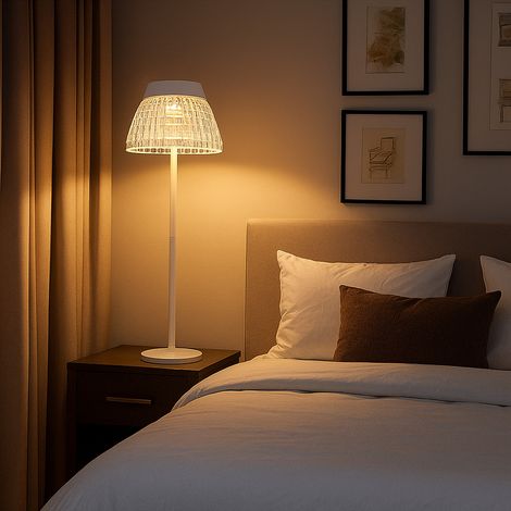 Lampe de table Lampe de table blanche Lampe de salon Touchdimmer Batterie Lampe d'appoint, USB, LED 1W 80Lm blanc chaud, DxH 13,5x38 cm
