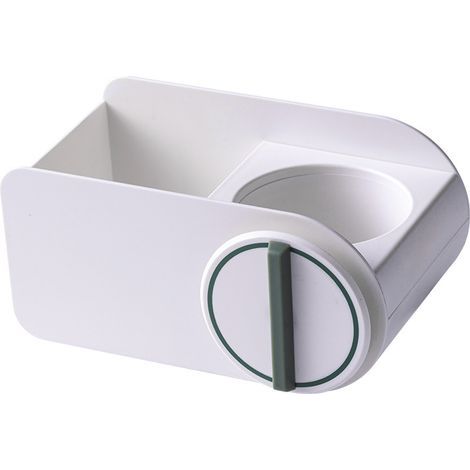 Soporte para secador de pelo, sin necesidad de taladrar, para baño, aseo, soporte para secador de pelo, estante de almacenamiento de pared (Blanco) (1/5)
