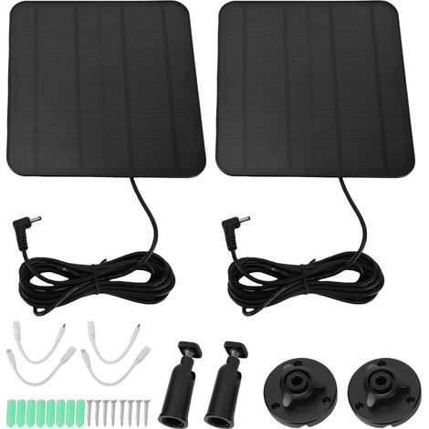 Set di 2 pannelli solari da 12 W per telecamera di sorveglianza, caricabatterie USB-C Micro-USB, impermeabile IP65 con cavo da 3 m. (1/5)
