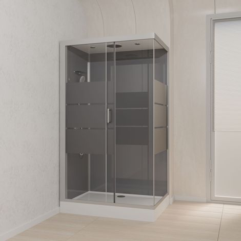 Cabina doccia rettangolare 110x80x215 cm - Rettangolo a strisce argentato (1/5)