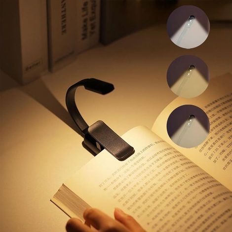 Lampe de Lecture à Pince, Liseuse Lampe LED, 360° Lampe Clipsable Pince Luminosité Réglable 3 Couleurs Portable pour Travail Voyage Étude (1/5)
