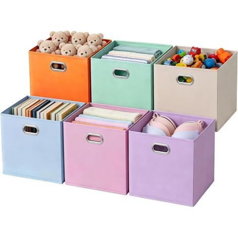 Boîte de Rangement 303030 cm, Lot de 6 Boîtes de Rangement Pliables Boîtes Kallax pour Étagère Kallax Boîtes en Tissu avec Poignées en Métal Organisateurs Codés par Couleur pour (1/5)