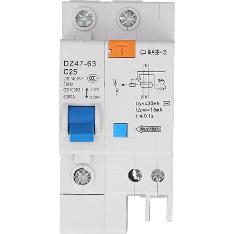 Disjoncteur différentiel 1P+N 25A AC 230V 400V DZ47LE‑63 C25 (1/5)