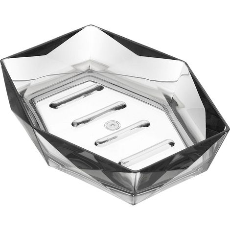Porta Sapone Grigio Trasparente In Plastica ABS Diamante (1/3)