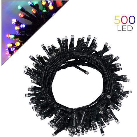 CATENA LUMINOSA 500 LED MULTICOLORE CAVO VERDE A BASSA TENSIONE 31V - PERFETTA PER DECORAZIONI NATALIZIE E GIARDINI