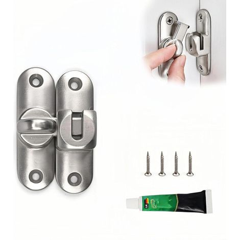 Verrou Porte Coulissante, 7.9 cm Alliage Zinc Loquet Porte Coulissante, 90° et 180° Verrou Portail Exterieur, Verrou Fenetre, avec Vis et Adhésif Sans Clous, pour Armoires, Portes, Fenêtres (1/5)