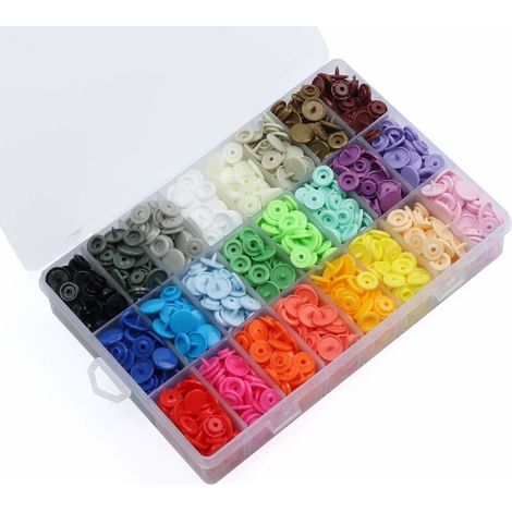 Green Mobility-400pcs Bouton Pressions 24 Couleurs Pressions Plastiques T5 12mm, avec Rangement de Boîte (1/5)