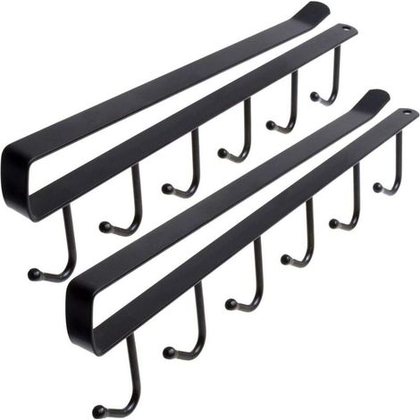 U7165 Metall Hakengestell Tassen (2er Set), Unter Regal Tassen Aufhängen, Schrankeinsatz Tassenhalter -Schwarz (1/5)
