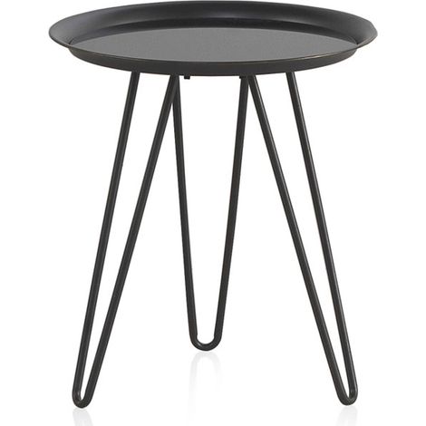 Table basse ronde métal noir plateau verre élégant intérieur - noir métal et verre transparent
