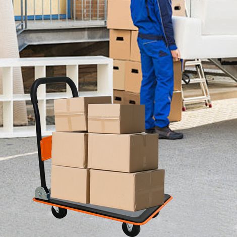Klappbarer Transportwagen 150 kg Stahl Orange OKMYHOME (1/5)