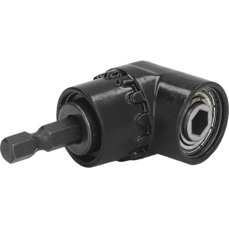 Adaptateur perceuse angle droit - 1 pièce - Acier trempé - Tige hexagonale 6,35 mm avec aimant - Perçage espaces étroits - Noir (1/5)