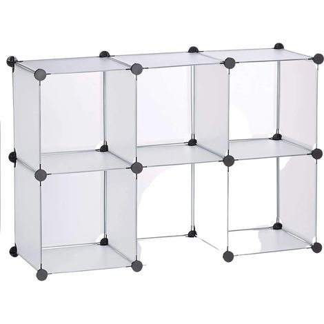 Estante de almacenamiento 6 taquillas de plástico modulares enchufe de montaje DIY en librería transparente 1300011883 (1/5)
