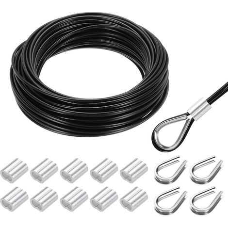 Kit Câble En Acier Inox 66FT Pour Balustrade Câble En Acier Noir (1/5)