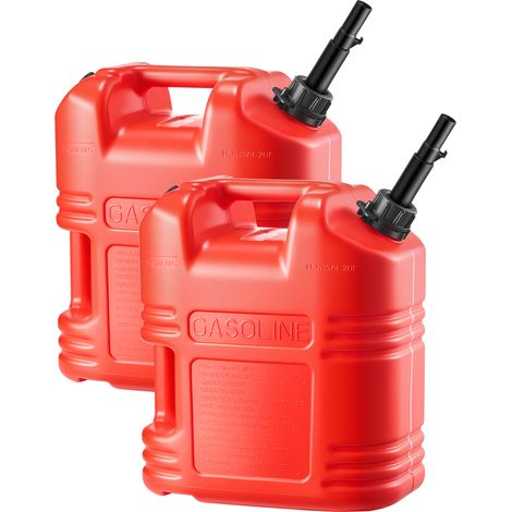 Mophorn Kraftstoffkanister, 2er-Pack 19L,Benzinkanister mit Ausguss und transparenter Skala,maximale Durchflussrate 15 L/min, Flüssigkeitsbehälter für Autos, Motorräder, ATVs und UTVs, rot, 2er-Pack