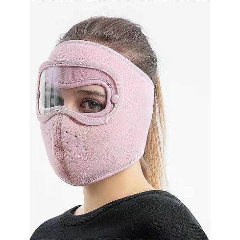 Masque coupe-vent chaud pour le ski d'hiver, respirant, cagoule de cyclisme anti-buée avec visière en polaire et lunettes intégrées. (1/4)