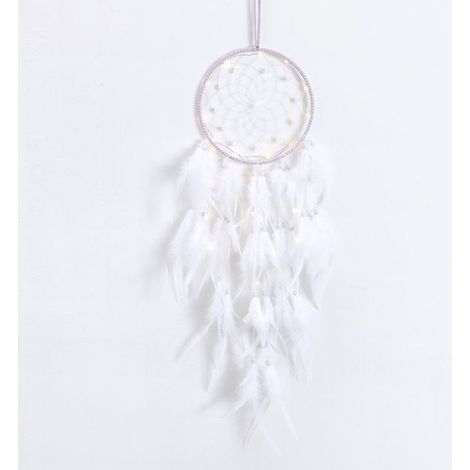 Attrape de Rêves LED,Faite Main Capteur de Rêves en Plumes Lumineux Dream Catcher pour Chambre Maison Décoration Tenture Murale Mobile Decoratif Filles Enfants Cadeau (1/5)