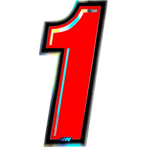 Numeri Slim Olografici, Rosso, 100 mm - Numeri: 1
