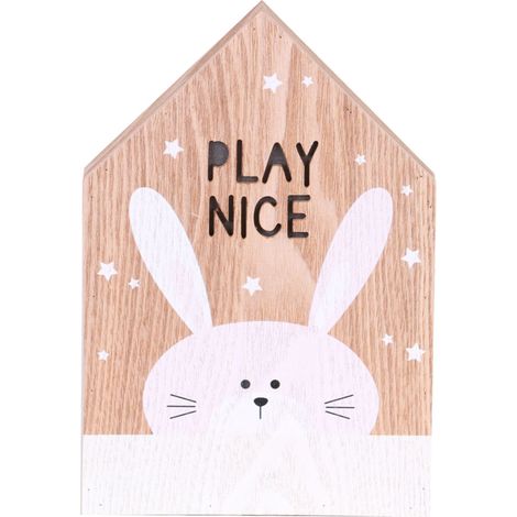 Cadre enfant lumineux effet bois à motifs lapin TOMMY