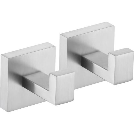 2 Pièces Crochet Mural Porte-serviettes Salle de Bain Murale Crochets Acier Inoxydable SUS304 Patère Support Pour Cuisine Accroche Brossé(argent) (1/5)