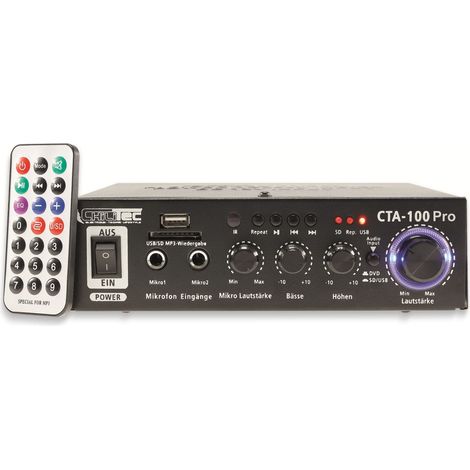 CHILITEC Mini-Amplificateur HiFi CTA-100 pro, USB, télécommande, Bluetooth