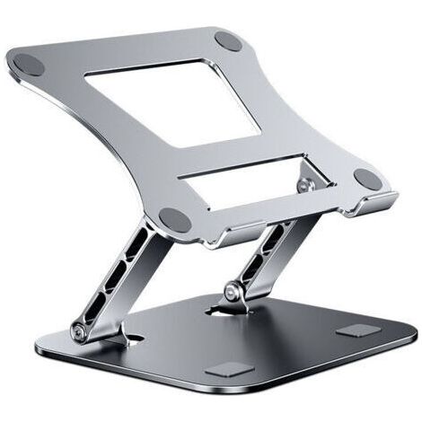 FENOPLASTICASupport pliable en aluminium pour ordinateur portable - réglable, rotatif à 360°, avec système de refroidissement, conception ergonomique pour un confort optimal.
