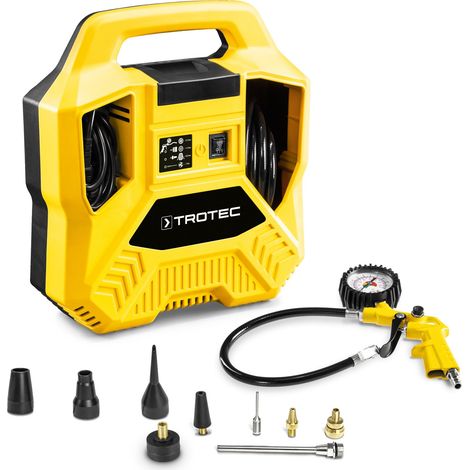 Trotec – Compresseur portatif 1100W – Pression max 8 bars – Débit d'air 180 l/min – Mallette avec 9 embouts inclus