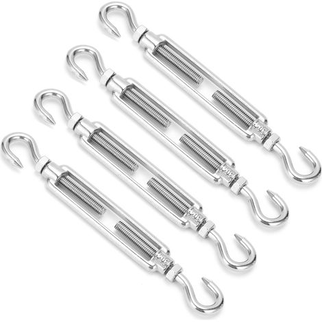 Ridoir crochet-crochet inoxydable M6 x4, kit de tension pour câble et fil métallique, accessoire robuste pour haubanage, tendeur à vis pour gréement, matériel de fixation résistant à la corrosion. (1/5)
