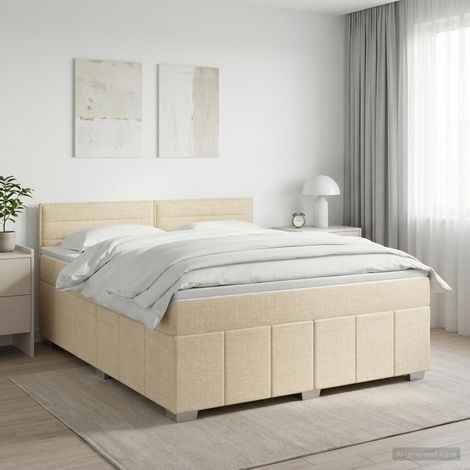 vidaXL Lit boxspring avec matelas Crème 140 x 190 cm Tissu (1/5)