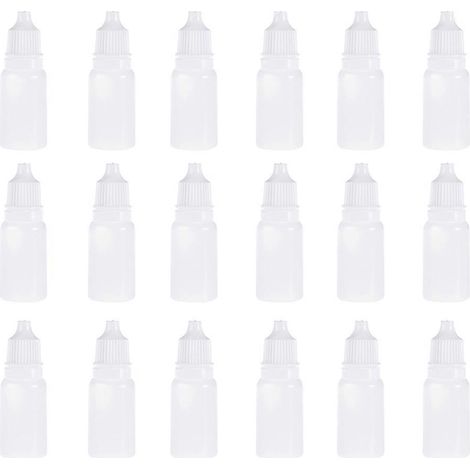 50 flacons compte-gouttes vides en plastique souple de 10 ml pour liquides ophtalmiques (blancs)-6X2.2cm-White