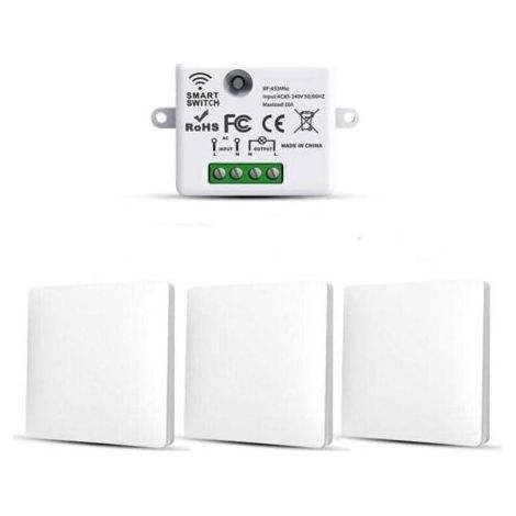 RF433 Pack of 3 wireless light switches, XU, wireless wire with transmitter and receiver controller 10 A 240 V - (1/4)