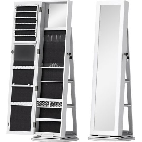 GagaMiroir a bijoux 3 en 1 pivotant 360 degres avec etageres 55x55x161 cm (1/5)