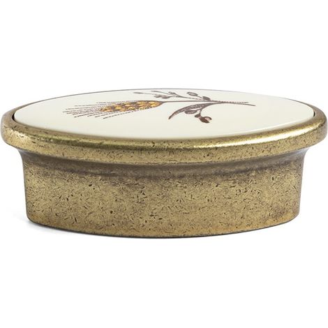 tirador y pomo modelo oasis porcelana acabado marfil / bronce acabado bronce distancia 0mm-1 agujero (1/5)