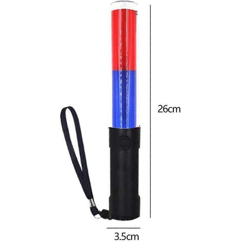 Bâton lumineux de signalisation routière 26 cm, lampe torche LED de signalisation bleue (rouge) (1/4)