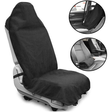 CHOYCLIT Noir Housse de Siege Avant Voiture Universelle, Imperméable, Antidérapante et Absorbant Sueur, Lavable en Machine Fait de Serviette Confortable, Couvre/Protection Siege Auto pour Fitness (1/5)