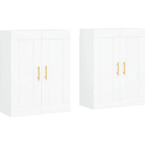 Set di 2 armadietti da parete bianchi 69,5 x 34 x 90 cm con ampio spazio di archiviazione design contemporaneo in legno bianco 020055465