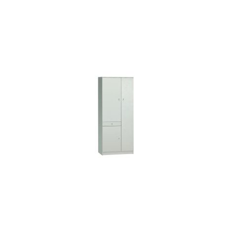 Armadio guardaroba multiuso 6 ripiani cassetto 3 ante WIlton - Bianco