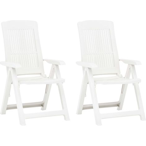 Verstellbare Gartenstühle 2 Stk. Kunststoff Weiß