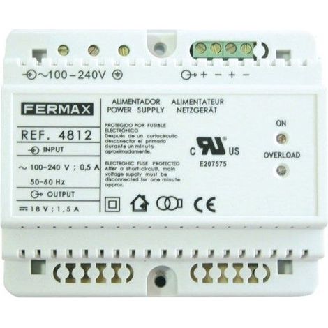 Alimentation 18VDC / 1,5A DIN6. FERMAX 4812