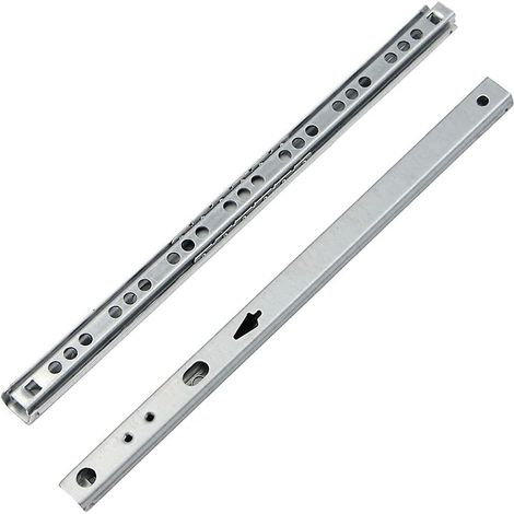 Glissières de tiroir à billes (1 paire) en métal, dimensions : 246 x 17 x 10 mm.