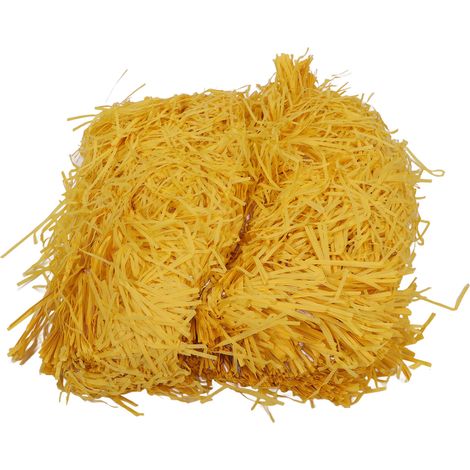 Papier de raphia déchiqueté, papier crépon, rembourrage pour emballages cadeaux, 500 g, jaune vif (1/5)