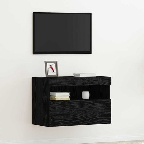 TV-Wandschrank Schwarz Eichen-Optik 60 x 30 x 40 cm