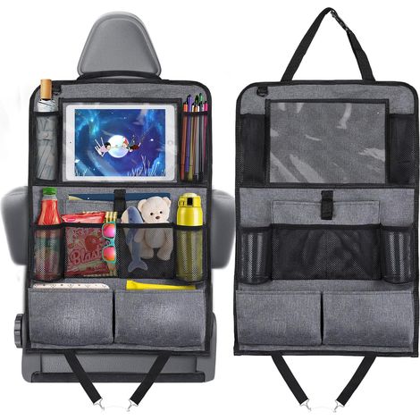 Organisateur de Voiture Enfant Facile à Entretenir, Organisateur Voiture Arrière Support pour Tablette Transparent avec 10 poches, Protection Siege (1/5)