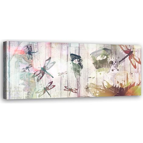 Tableau sur toile Femme et papillons 90x30 (1/5)