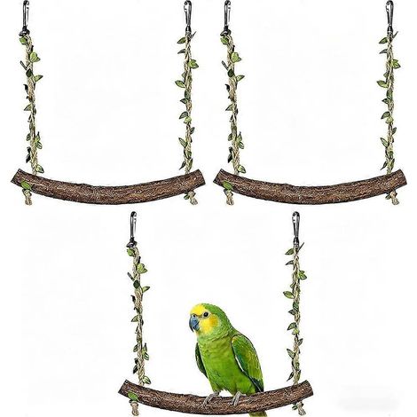 Budgie Swing 3-Piece ensemble-Natural Climbing Aid, Accessory, et jouet pour Birdcages-Secure Mounting-pour Enrichment (1/5)