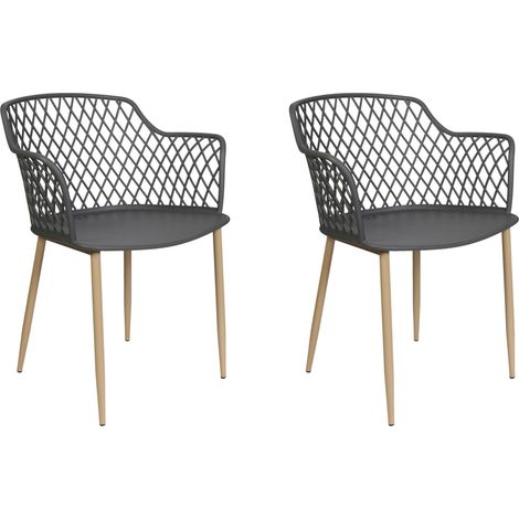 Lot de 2 Fauteuils - HOME DECO FACTORY - Malaga - Moderne - Léger - Gris (1/5)